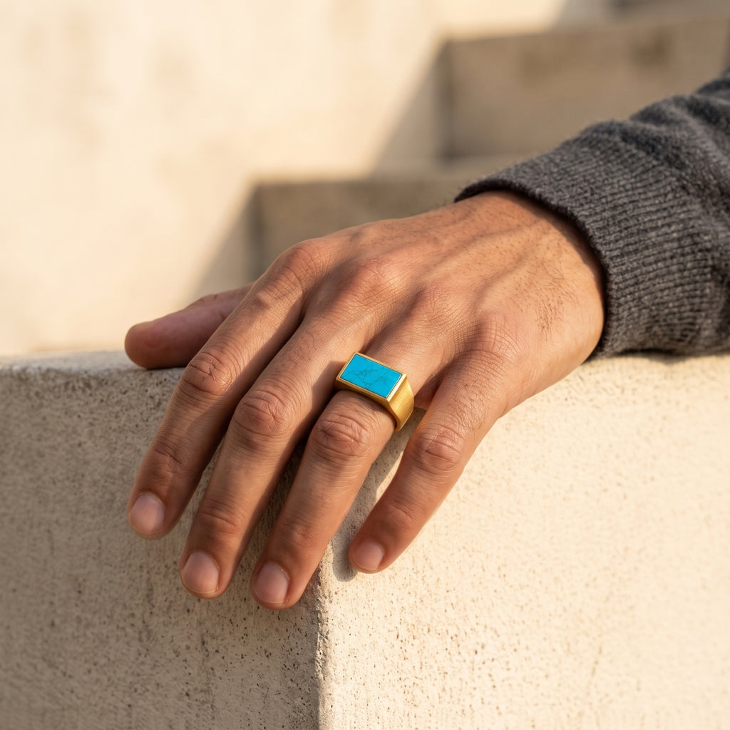 Prestige Turquoise Signet Ring – Gold Vermeil 925 Sterling Silver