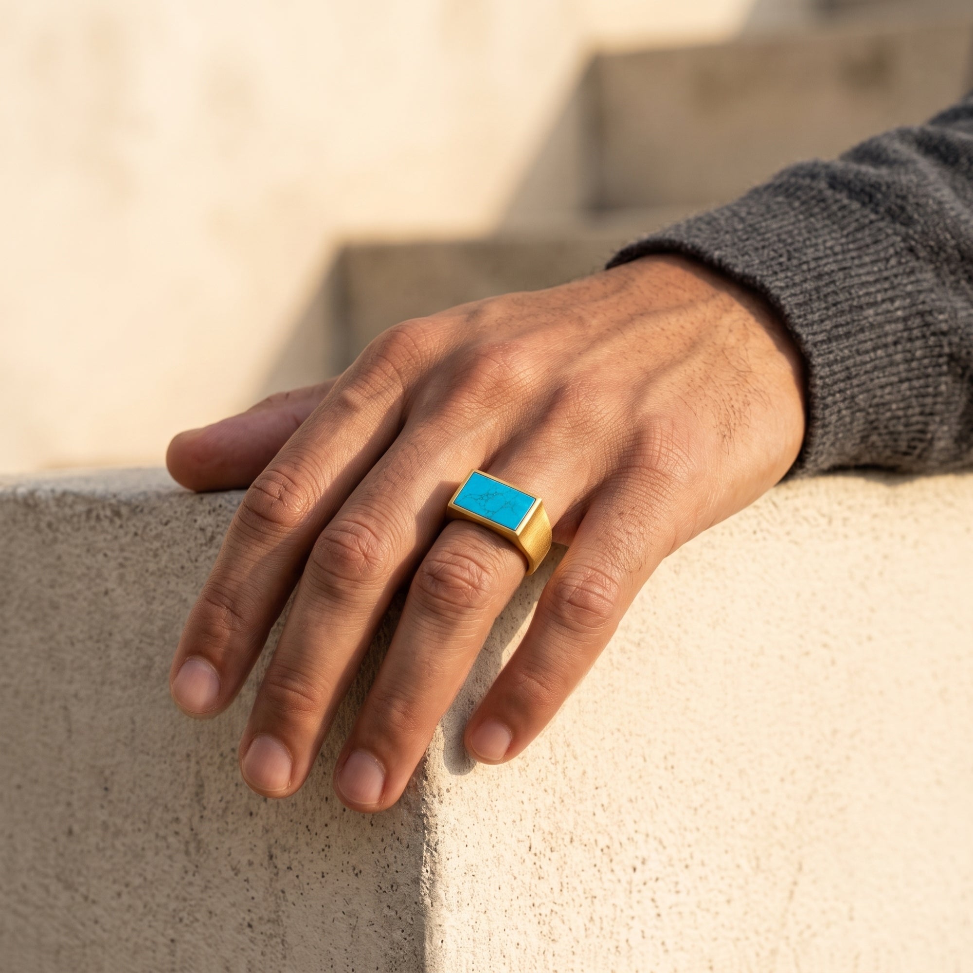 Prestige Turquoise Signet Ring – Gold Vermeil 925 Sterling Silver