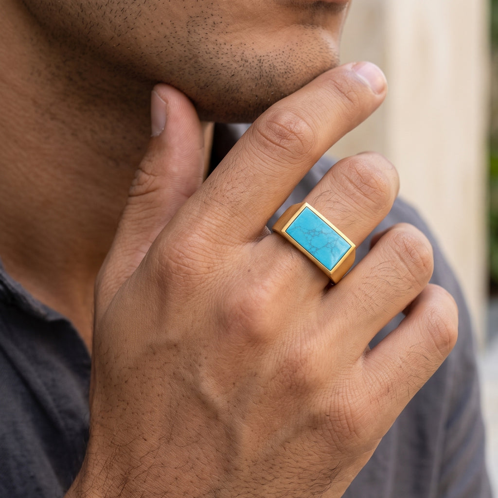 Prestige Turquoise Signet Ring – Gold Vermeil 925 Sterling Silver