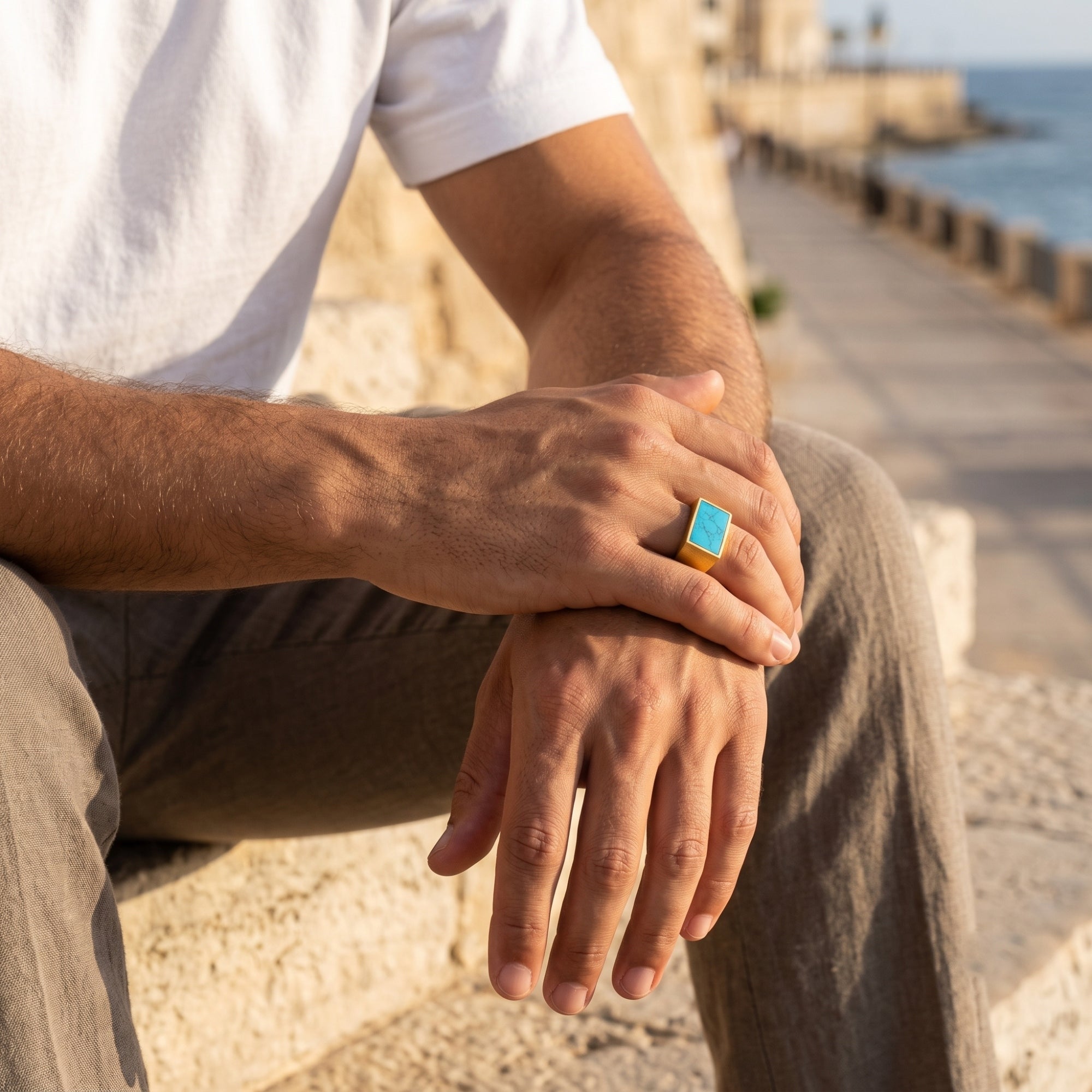 Prestige Turquoise Signet Ring – Gold Vermeil 925 Sterling Silver