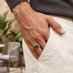 Prestige Green Onyx Signet Ring – Gold Vermeil 925 Sterling Silver