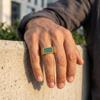 Prestige Green Onyx Signet Ring – Gold Vermeil 925 Sterling Silver