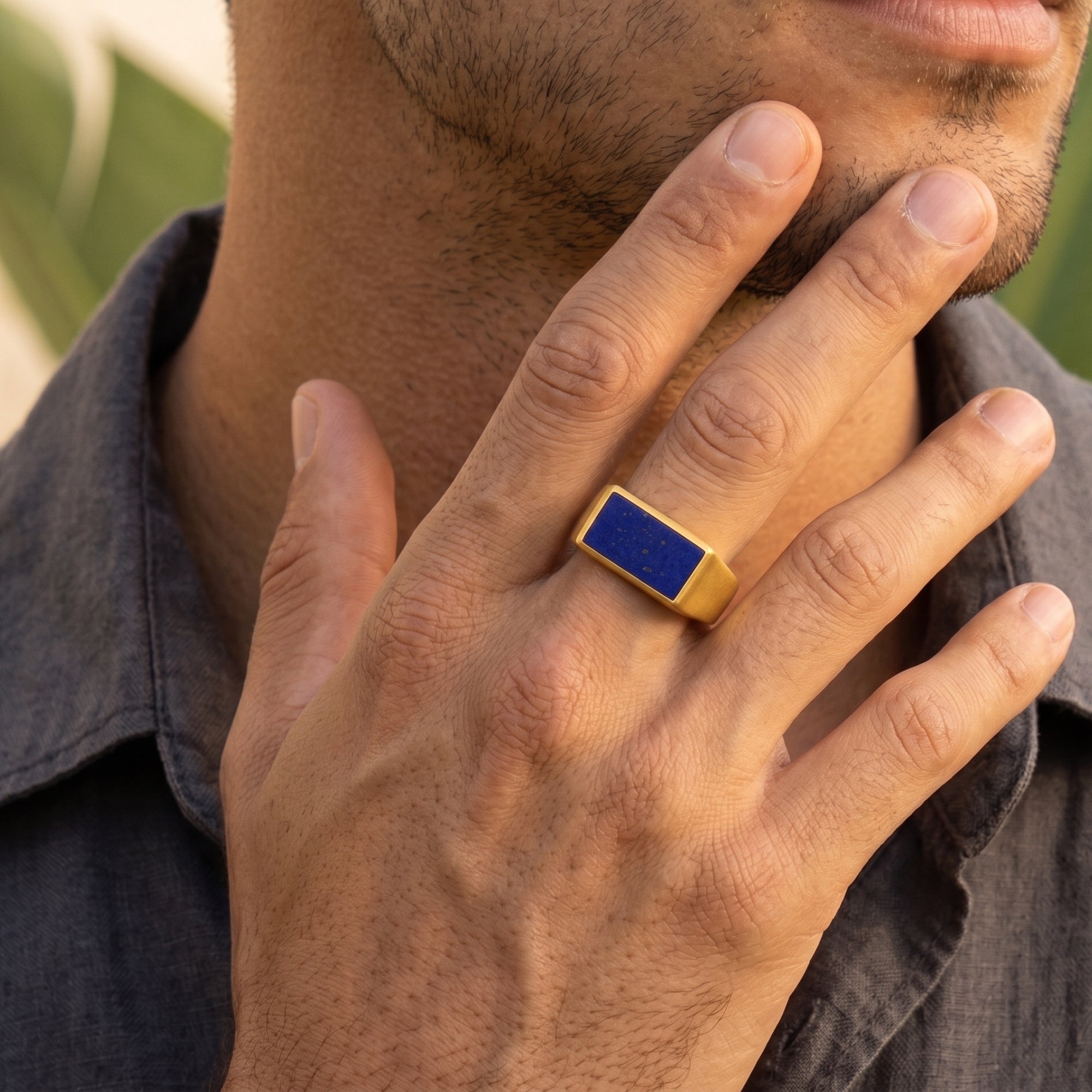 Prestige Lapis Lazuli Signet Ring – Gold Vermeil 925 Sterling Silver