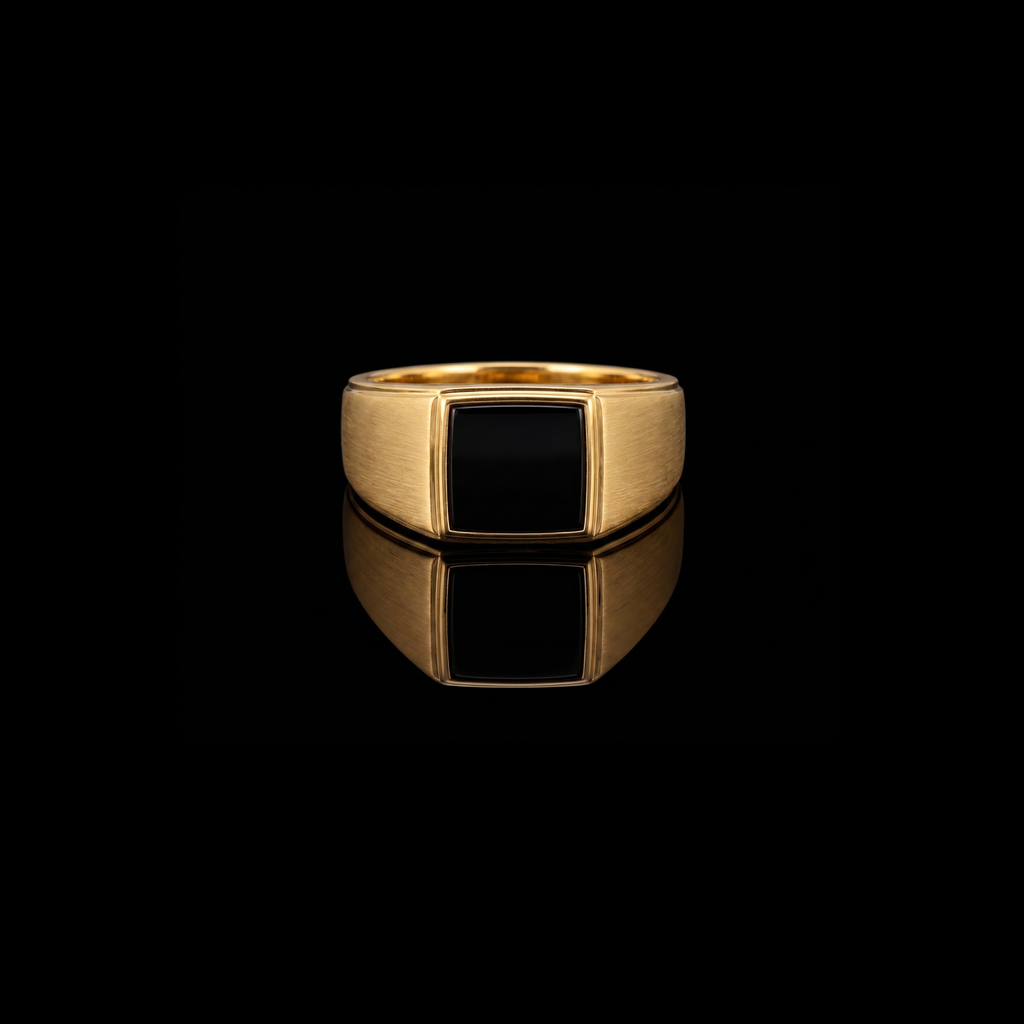 Classic Black Onyx Signet Ring – Gold Vermeil 925 Sterling Silver