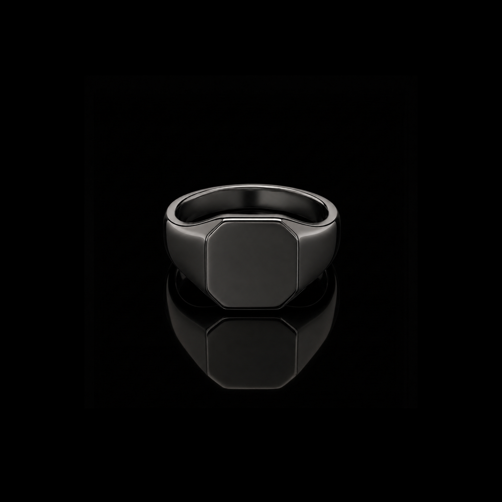 Classic Black Rhodium Signet Ring – 925 Sterling Silver