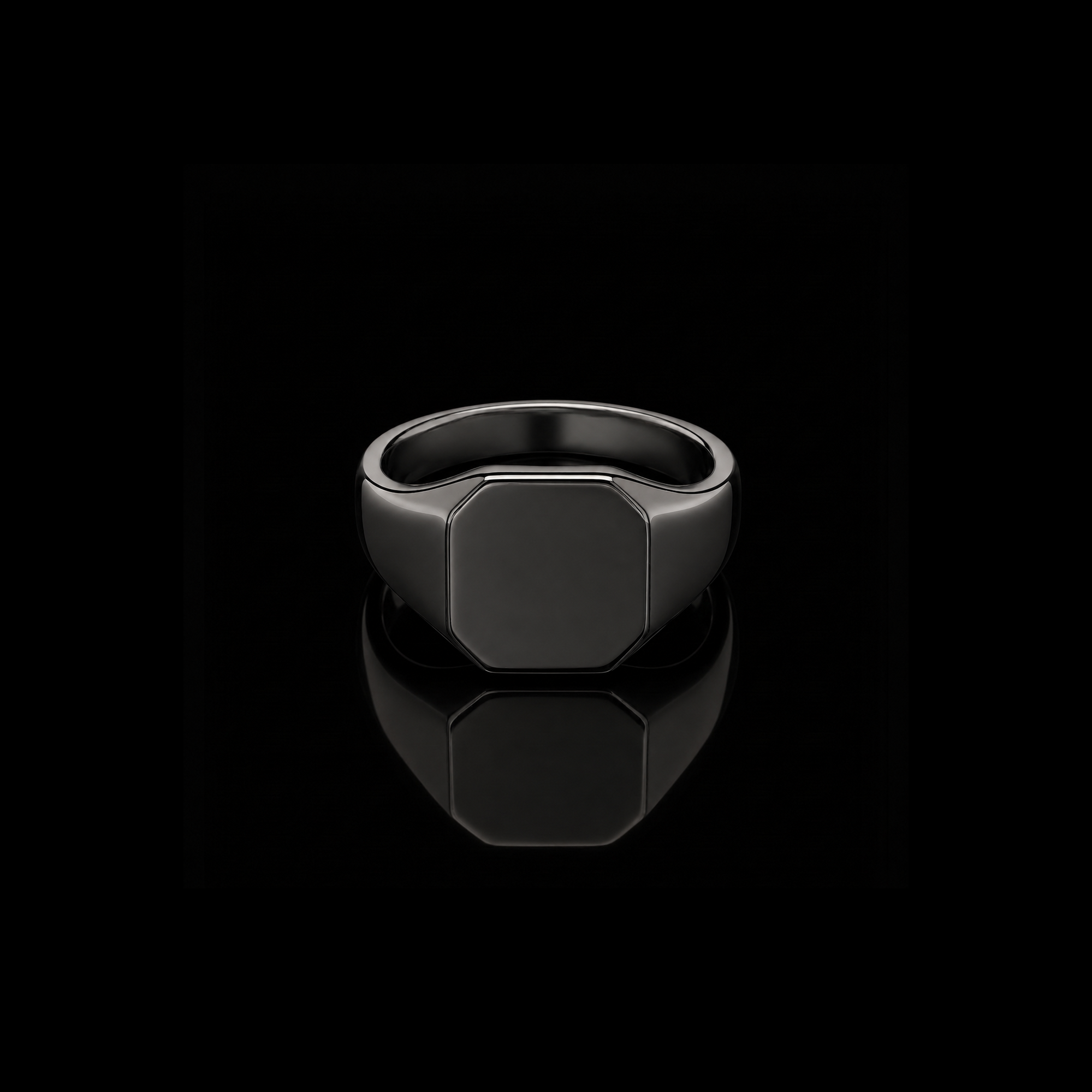 Classic Black Rhodium Signet Ring – 925 Sterling Silver