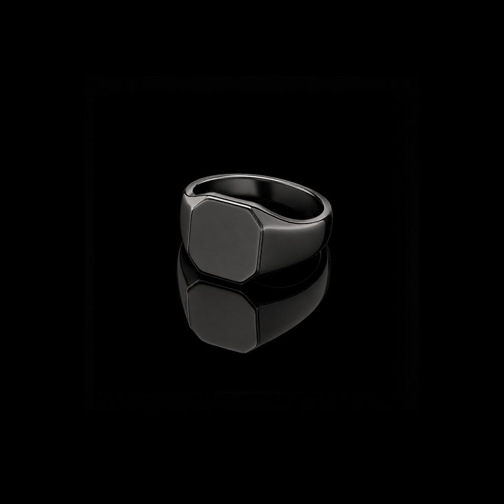 Classic Black Rhodium Signet Ring – 925 Sterling Silver