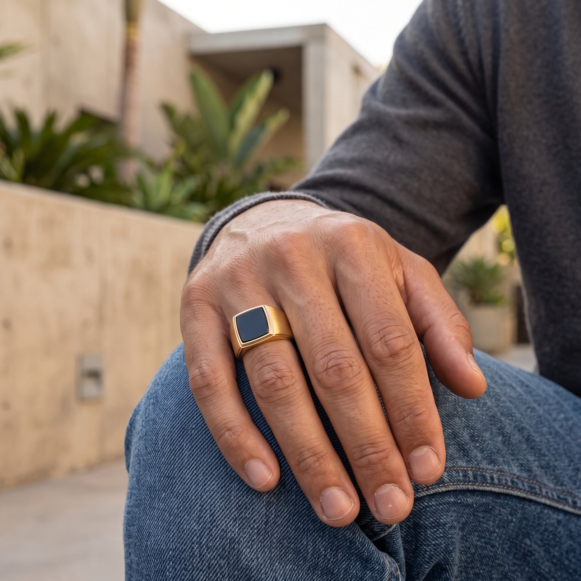 Classic Black Onyx Signet Ring – Gold Vermeil 925 Sterling Silver
