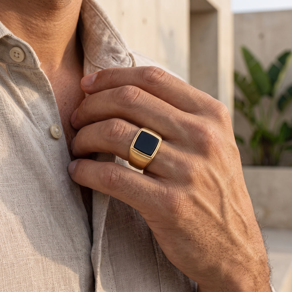 Classic Black Onyx Signet Ring – Gold Vermeil 925 Sterling Silver