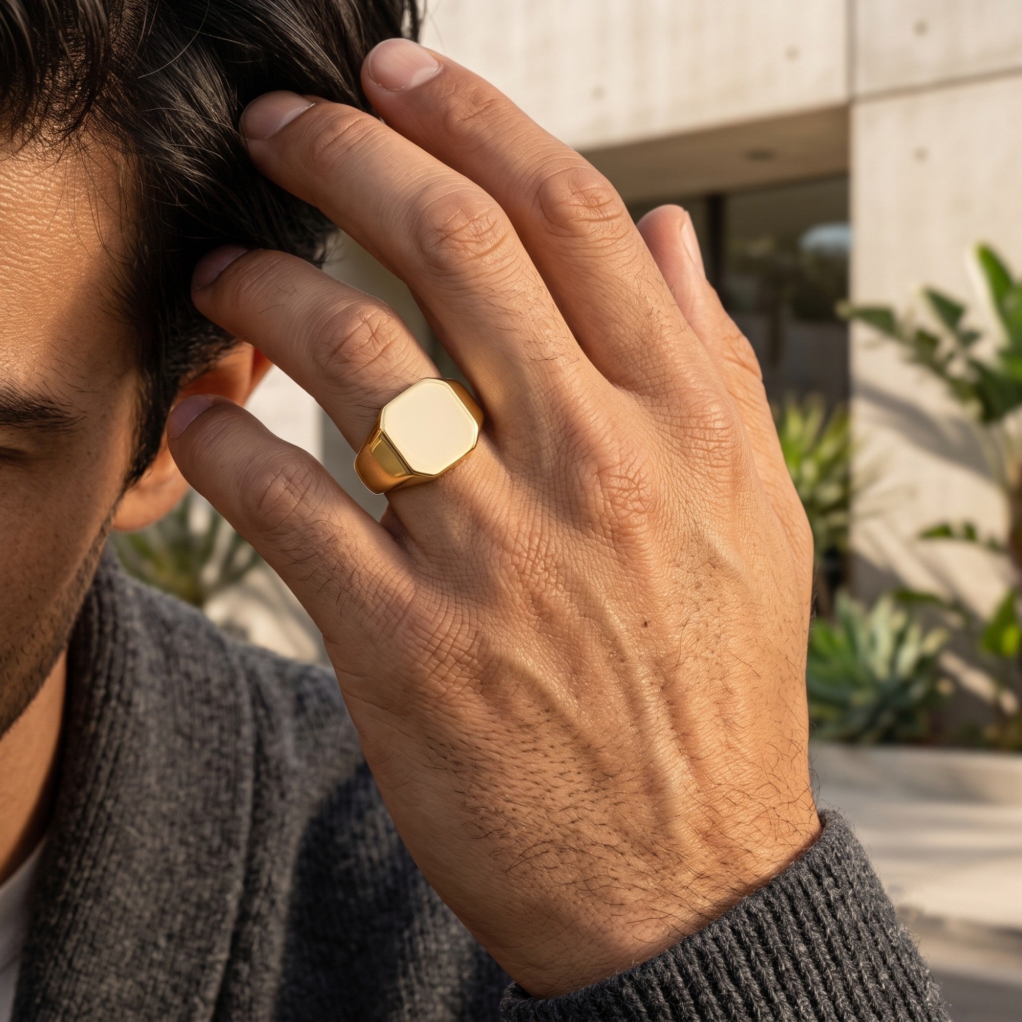 Classic Gold Signet Ring – 925 Sterling Silver
