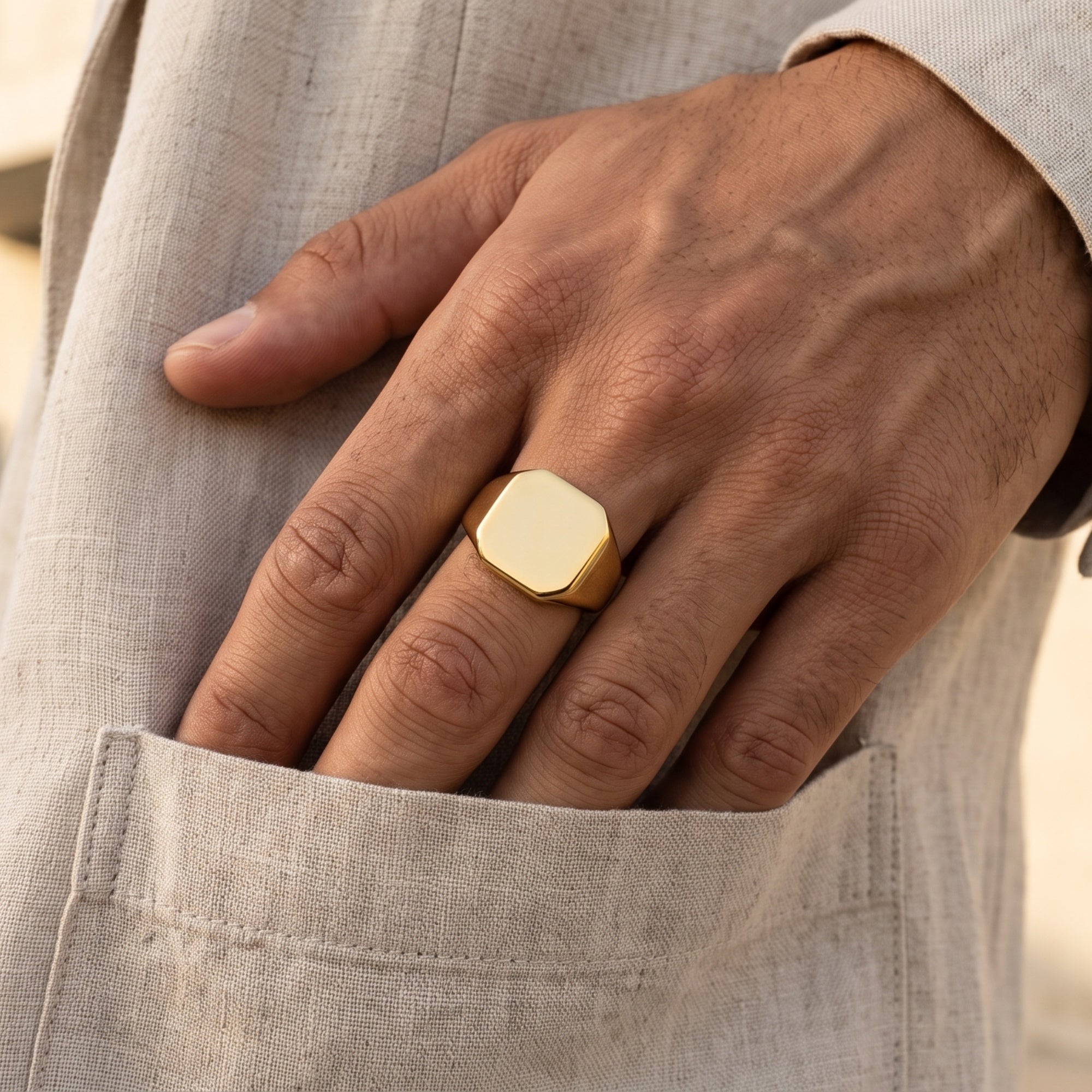 Classic Gold Signet Ring – 925 Sterling Silver