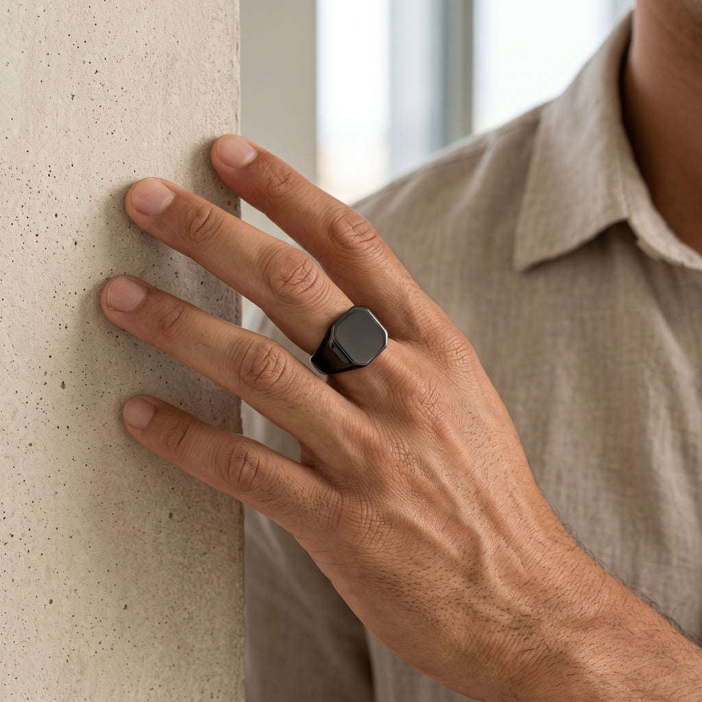 Classic Black Rhodium Signet Ring – 925 Sterling Silver