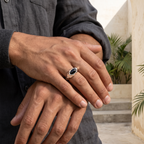 Riven Black Onyx Signet Ring – 925 Sterling Silver