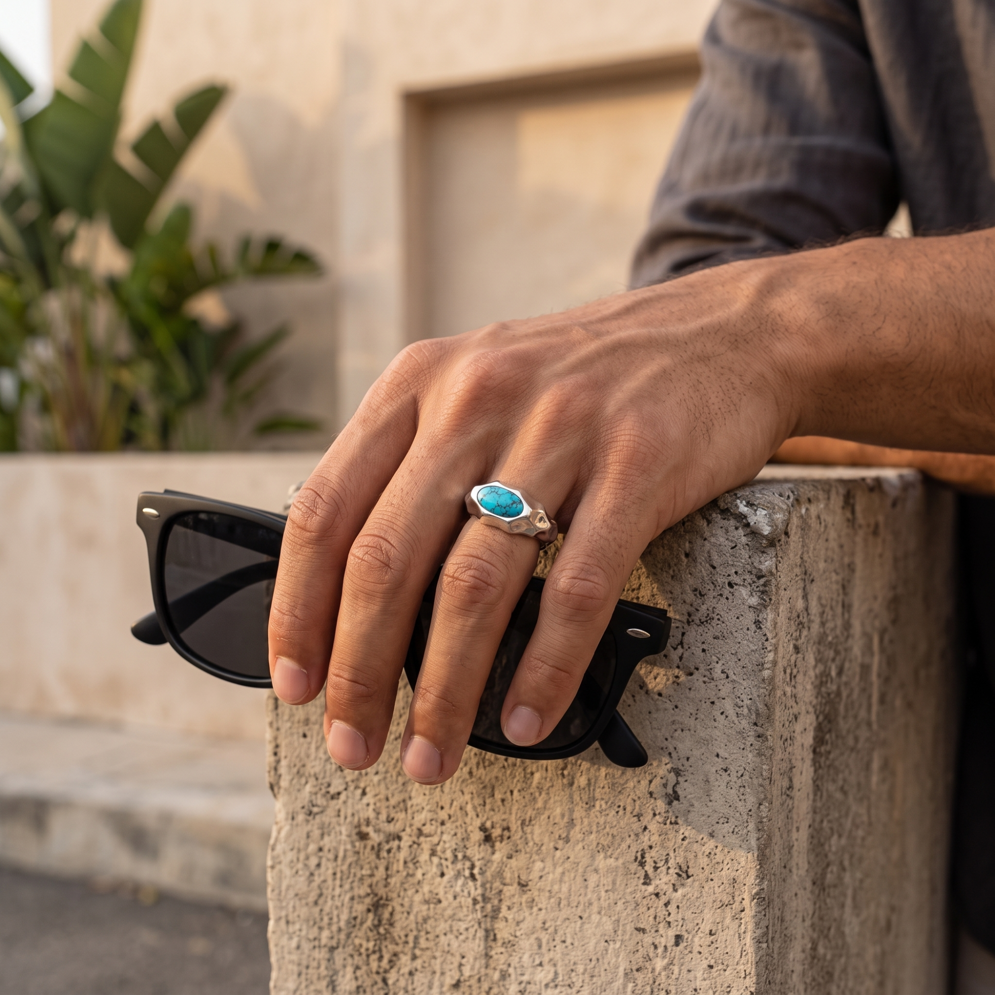 Riven Turquoise Signet Ring – 925 Sterling Silver