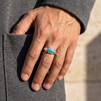 Riven Turquoise Signet Ring – 925 Sterling Silver