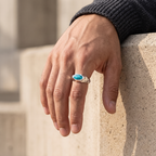Riven Turquoise Signet Ring – 925 Sterling Silver