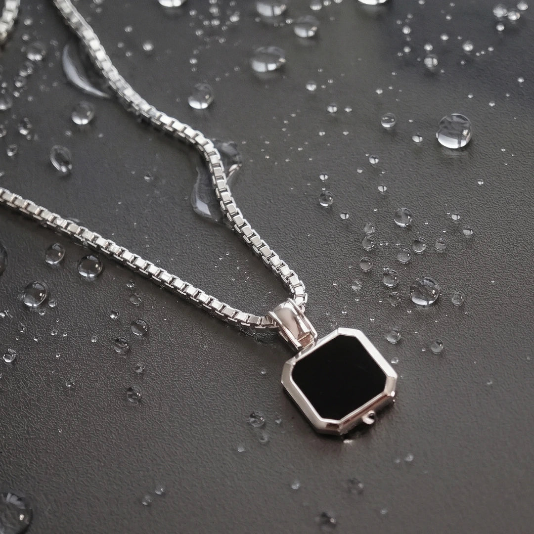 Black Onyx Octagon Pendant – 925 Sterling Silver