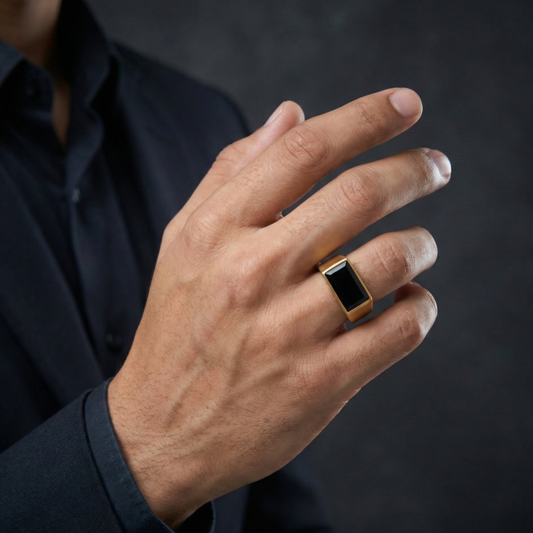 Handcrafted 925 Sterling Silver Black Onyx Ring | Luxury Statement Ring for Men | Matte Finish