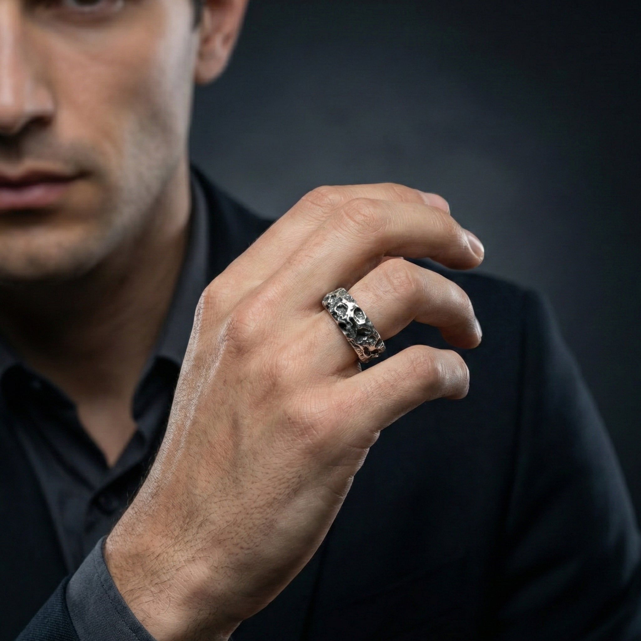 Aether Crater Forge Band Ring – 925 Sterling Silver Ring