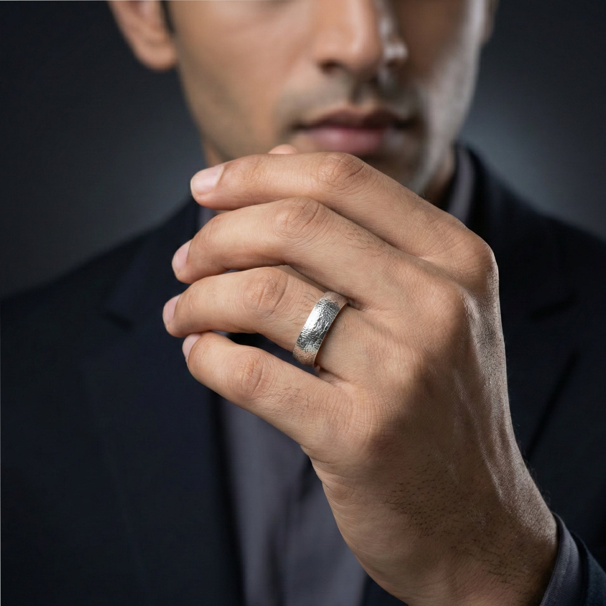 Handcrafted 925 Sterling Silver Minimal Textured Band Ring | Luxury Statement Ring for Men | Oxodize Finish