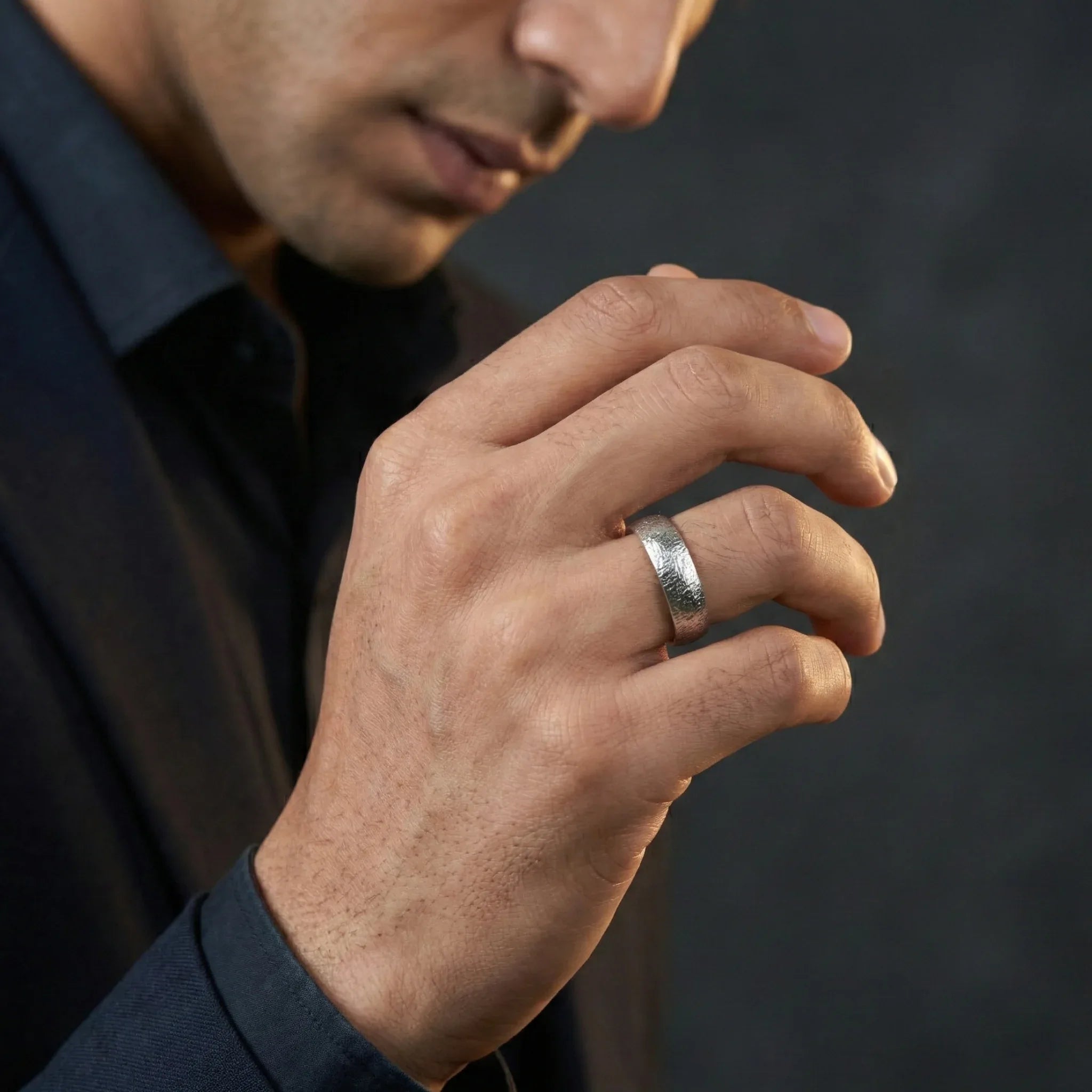 Handcrafted 925 Sterling Silver Minimal Textured Band Ring