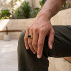Handcrafted 925 Sterling Silver Black Onyx Ring | Luxury Statement Ring for Men | Matte Finish