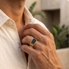 Handcrafted 925 Sterling Silver Black Onyx Ring | Luxury Statement Ring for Men | Matte Finish