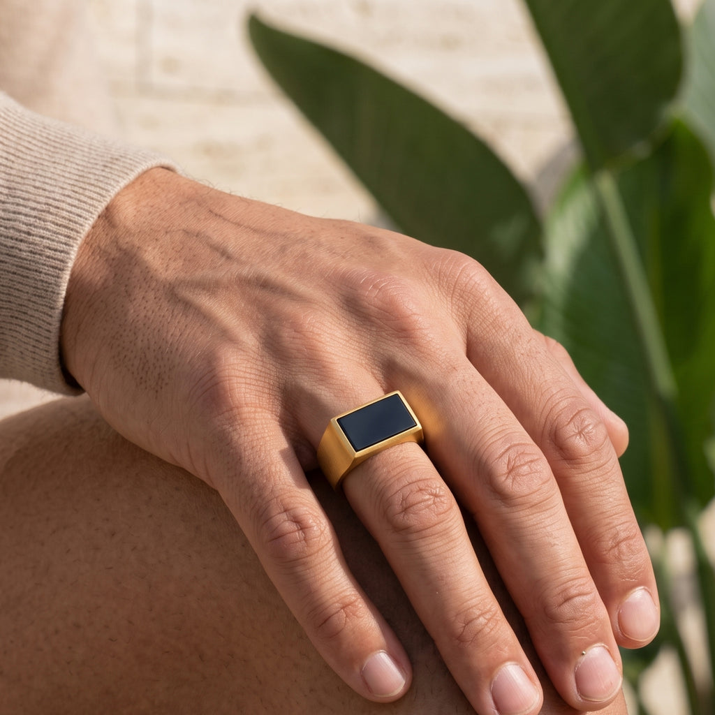 Handcrafted 925 Sterling Silver Black Onyx Ring | Luxury Statement Ring for Men | Matte Finish