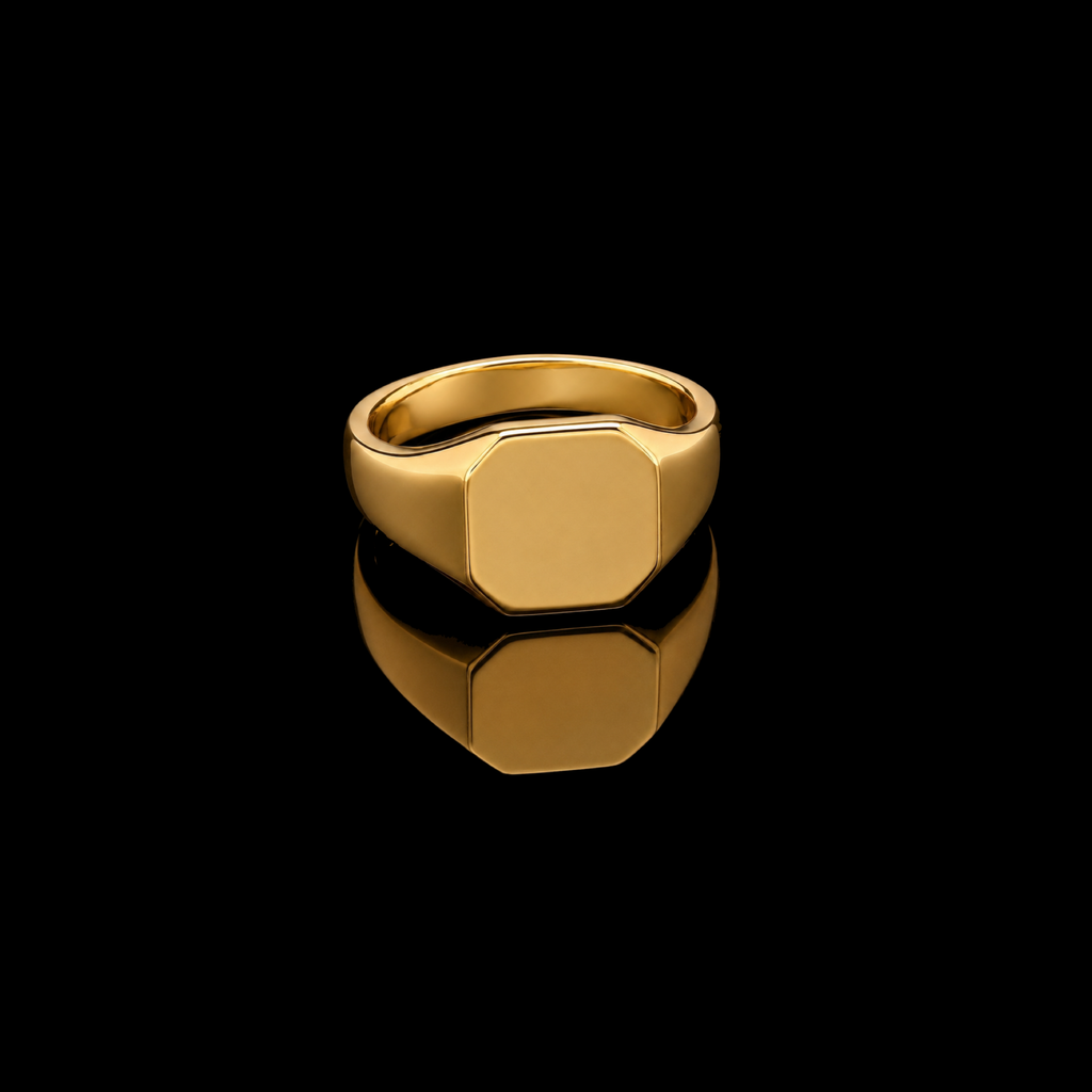 Classic Gold Signet Ring – 925 Sterling Silver
