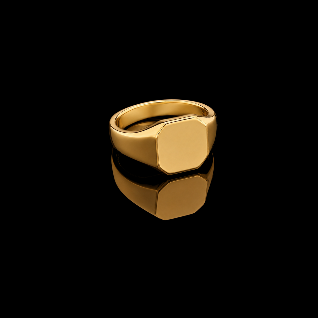 Classic Gold Signet Ring – 925 Sterling Silver