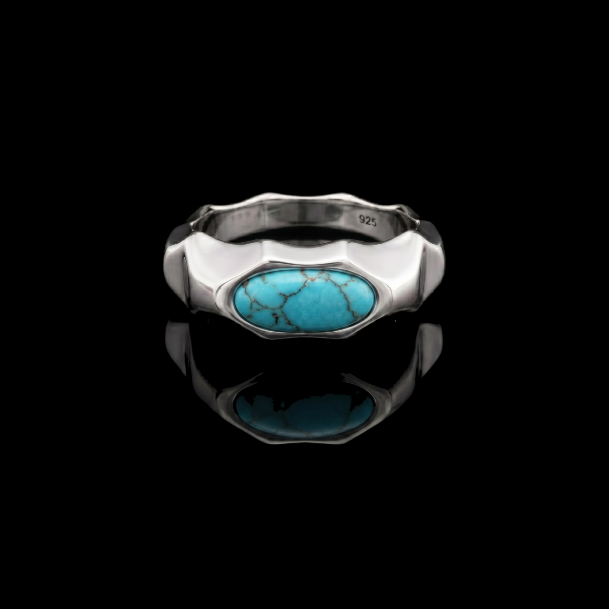 Riven Turquoise Signet Ring – 925 Sterling Silver