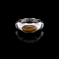 Riven Tiger's Eye Signet Ring – 925 Sterling Silver