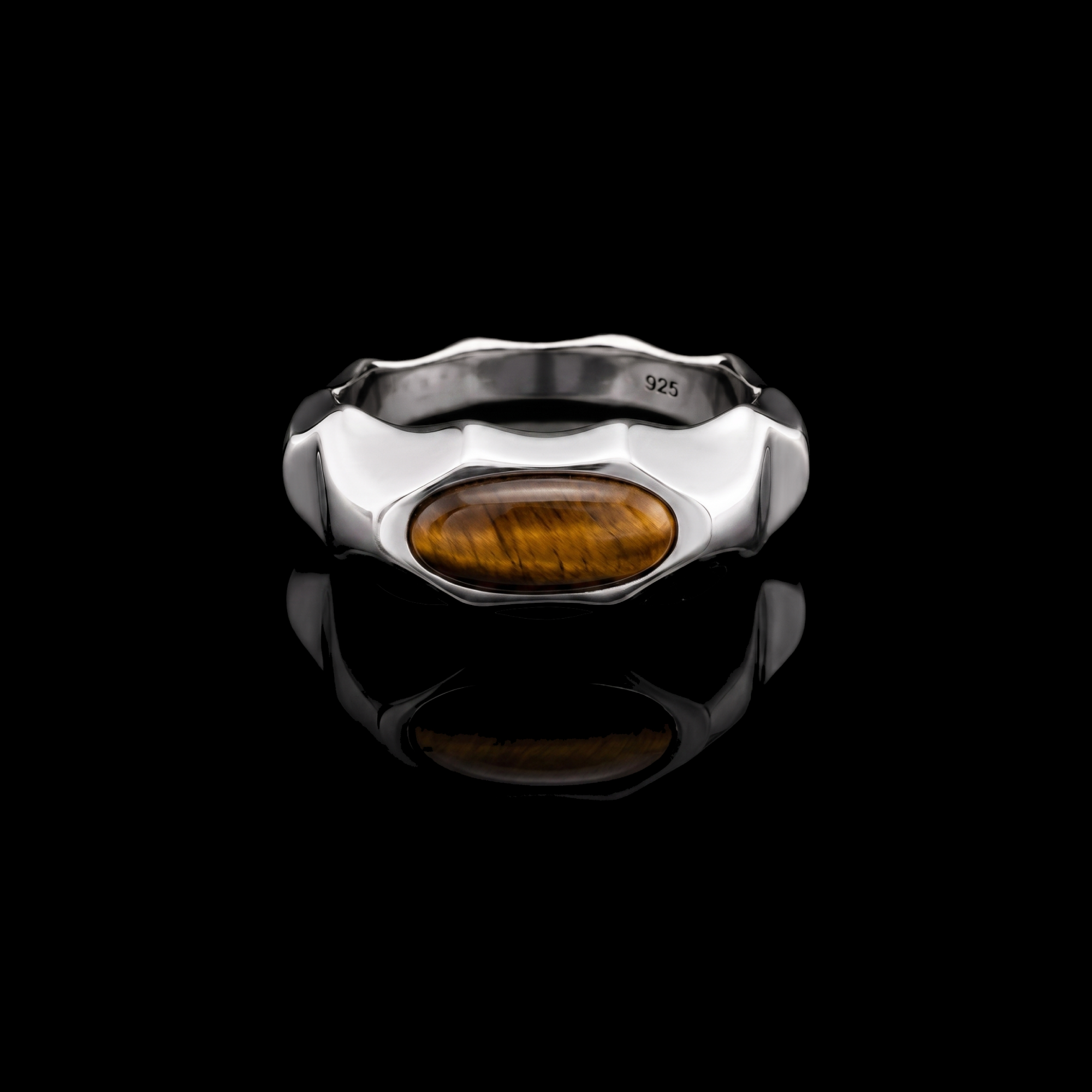Riven Tiger's Eye Signet Ring – 925 Sterling Silver