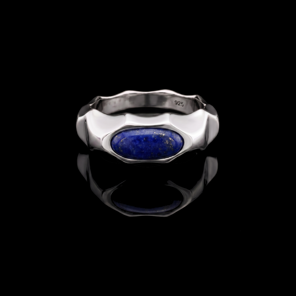 Riven Lapis Lazuli Signet Ring – 925 Sterling Silver