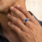 Riven Lapis Lazuli Signet Ring – 925 Sterling Silver