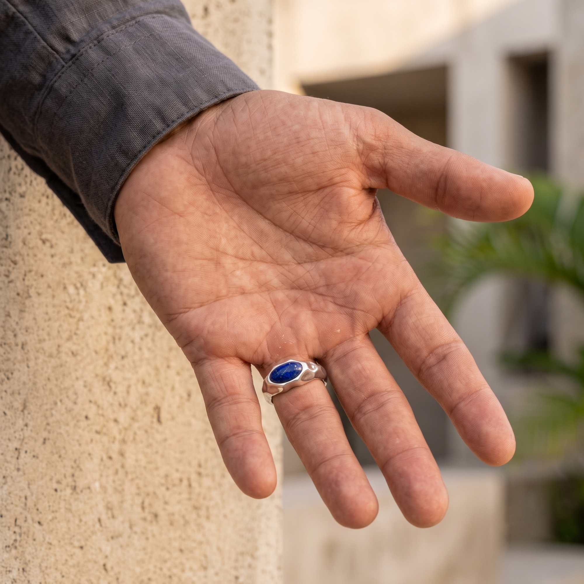 Riven Lapis Lazuli Signet Ring – 925 Sterling Silver
