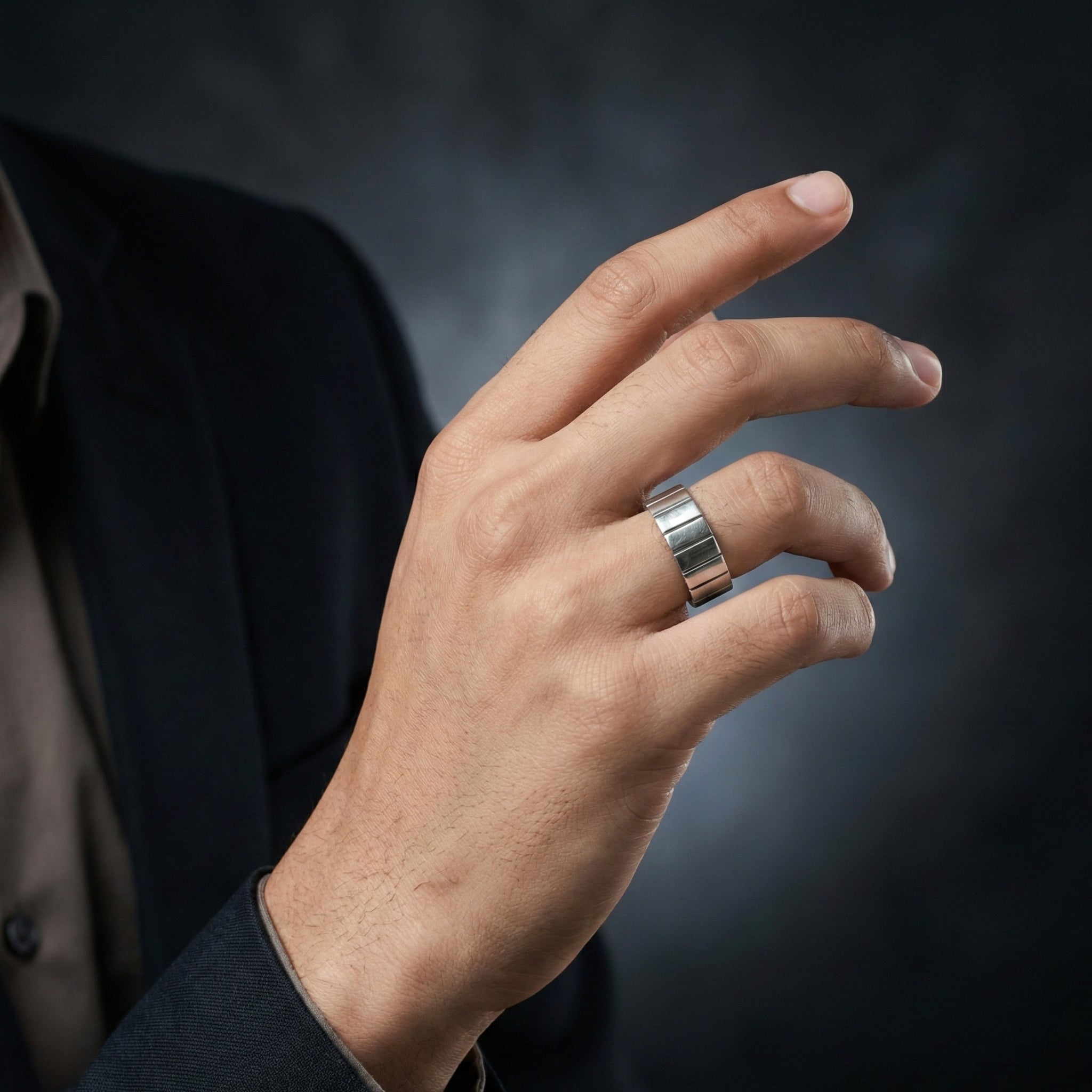 Handcrafted 925 Sterling Silver Textured Band Ring | Luxury Statement Ring for Men | Oxidized Finish