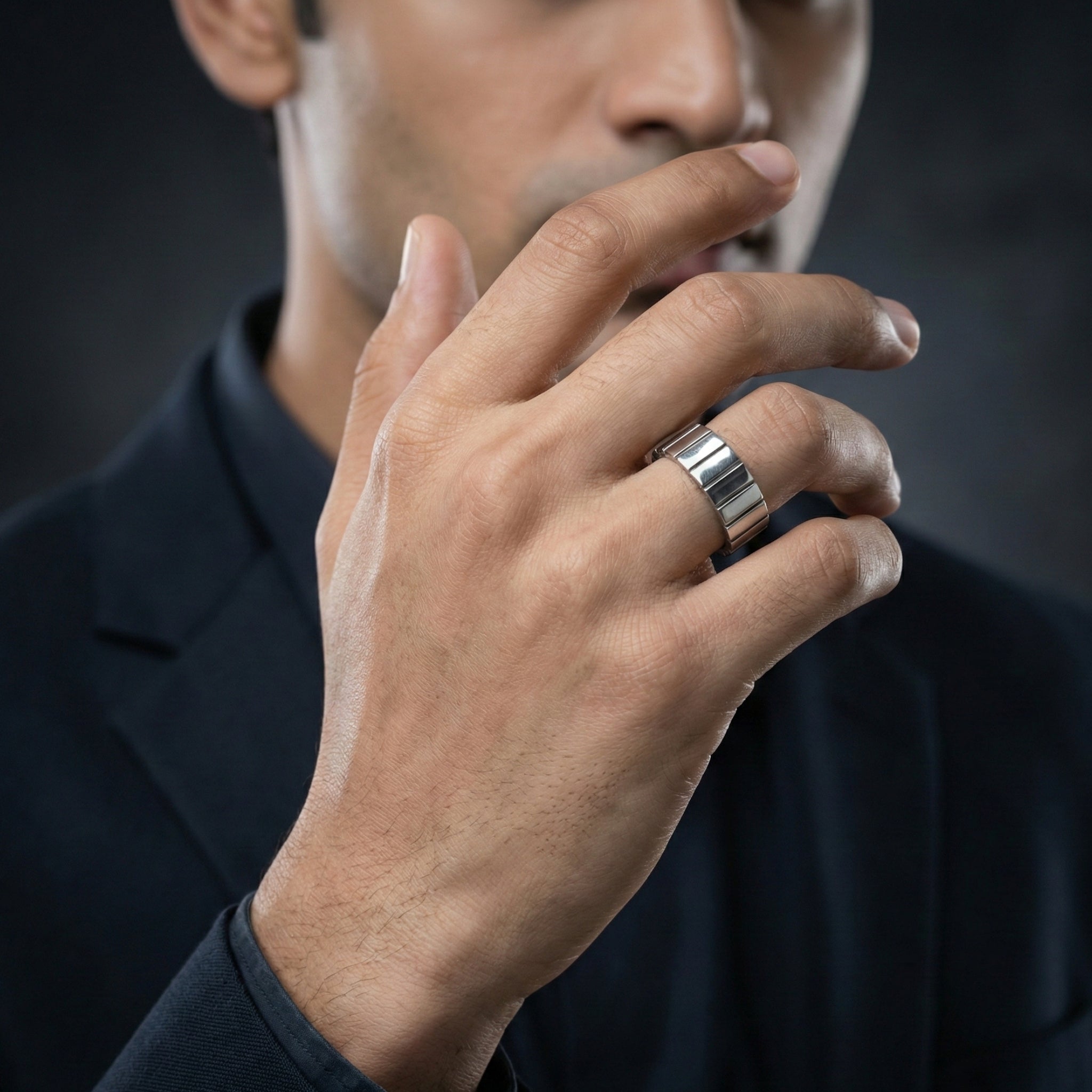 Handcrafted 925 Sterling Silver Textured Band Ring | Luxury Statement Ring for Men | Oxidized Finish