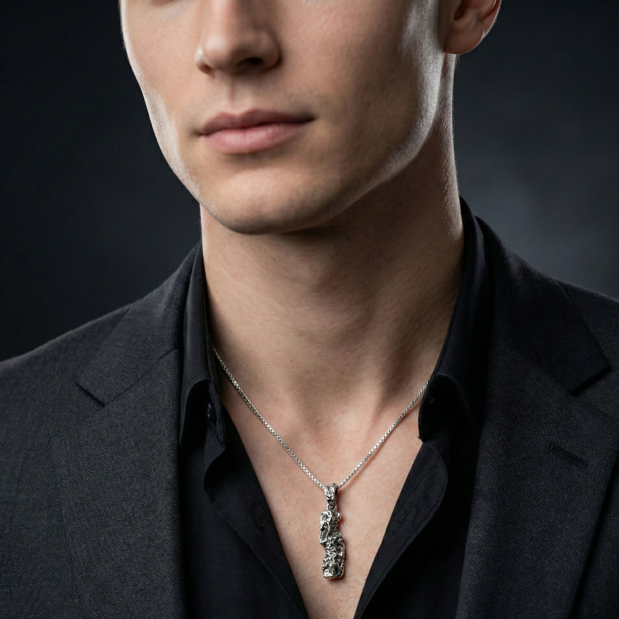 Abstract Sculpted Drop Pendant – 925 Sterling Silver