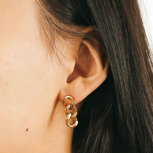 Cuban Link Gold Drop Earring By Lookjewels