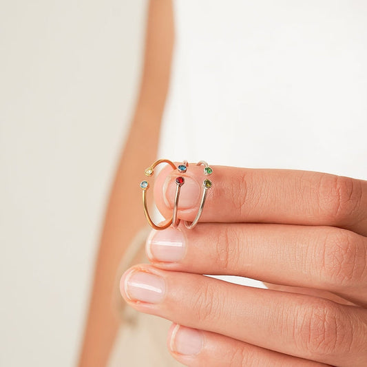 Birthstone Minimalist Ring By Lookjewels