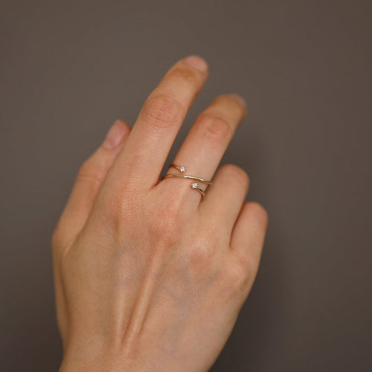 Cross Diamond Minimalist Ring By Lookjewels