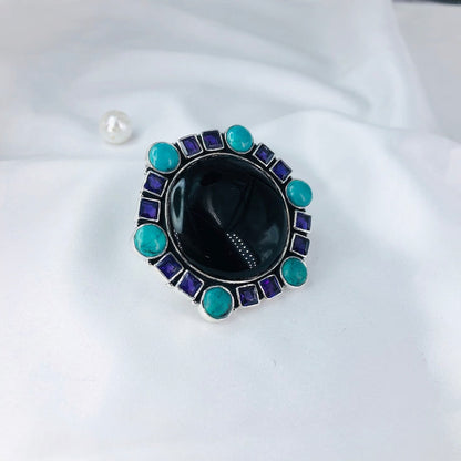 Black Onyx Gemstone 925 Sterling Silver Ring Designer Boho Ring Gift For Her