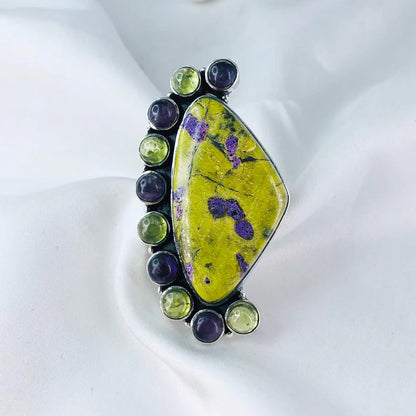 Unique Atlantisite Stichtite Gemstone 925 Sterling Silver Statement Ring Gift For Her