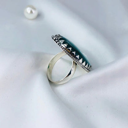 925 Sterling Silver Green Onyx Statement Ring