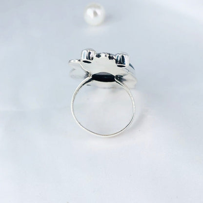 Natural Black Onyx Ring White Pearl Ring 925 Solid Sterling Silver Ring Gift For Her