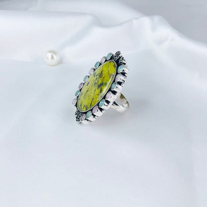 Natural Stichtite Gemstone 925 Sterling Silver Statement Ring Gift For Her