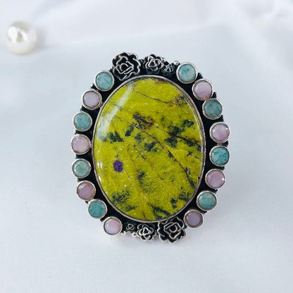 Natural Stichtite Gemstone 925 Sterling Silver Statement Ring Gift For Her