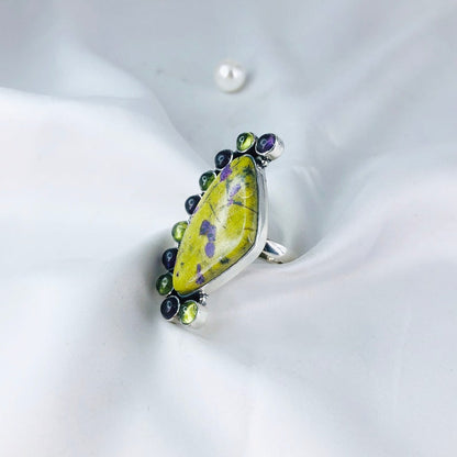 Unique Atlantisite Stichtite Gemstone 925 Sterling Silver Statement Ring Gift For Her