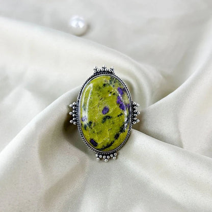 Unique Atlantisite Stichtite Gemstone 925 Sterling Silver Statement Ring Gift For Her